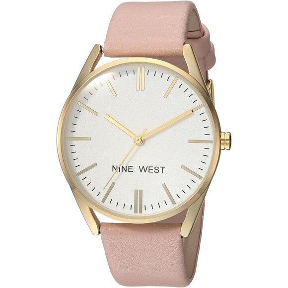 ✨ Nine West Strap Watch Women Pink Mineral Crystal buckle Resistant Watch - Picture 1 of 9